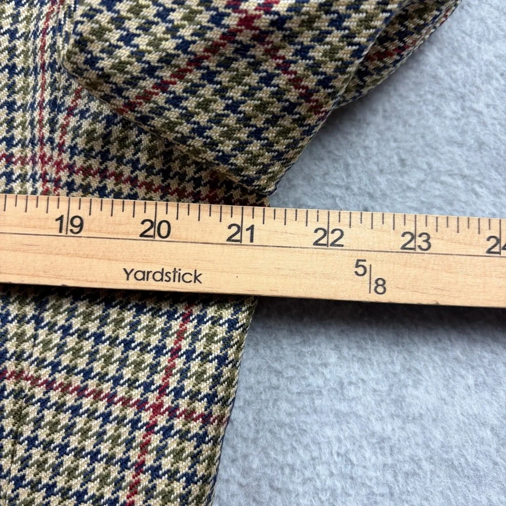Vintage Paul Stuart Sport Coat Mens 42L Tan Plaid Houndstooth Lambswool Cashmere
